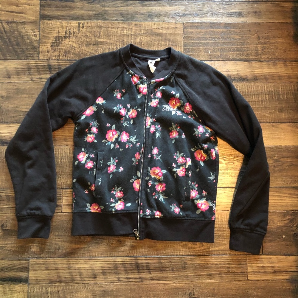 Vans black cardigan-sweat with flowers.